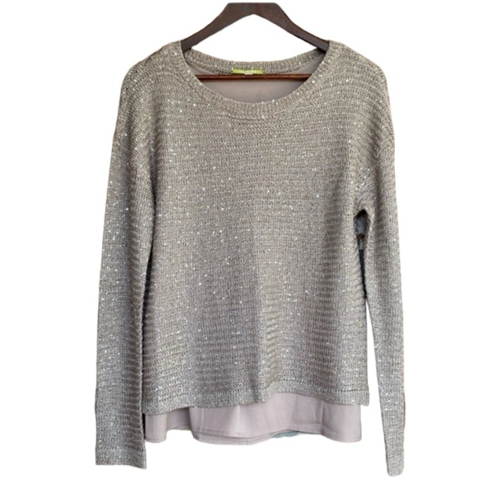 GIANNI BINI | SMALL Y2K party sparkle disco layered sequin metallic sweater
